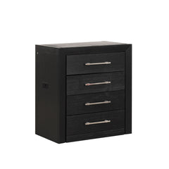 Bedside Vanity Set w/ Stool Black Storage Drawers Nickle Pulls Handles Vanity LED Contemporary Style