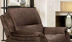 Transitional Style Glider Recliner Arms Pillow Top Blocked Hardware Frame Fully Upholstered Dark Brown Finish Primary Living Rom