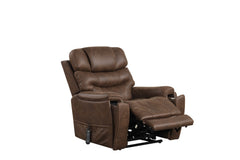 Walnut Finish Transitional Style Lift Chair Dual Lift Motor Mechanism Steel Seat Box USB Port Wired Controller