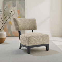 Contemporary Style Accent Chair Armless Design And Angled design Tapered Legs Beige Finish Primary Living Room