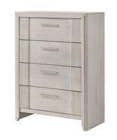 1pc Contemporary 4-Drawer Tall Storage Chest Mist White Finish Wooden Furniture