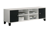 1pc Crisp White Finish Black Accent TV Stand Two-tone Finish Contemporary Open Shelving Concealed Compartments Storage Wooden Living Room Furniture