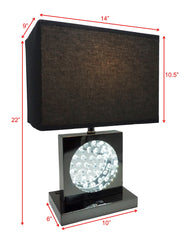 1pc Luxury Crystal Accent Table Lamp Black Nickel Led Light Touch Lamp Rectangular Shade