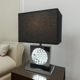 1pc Luxury Crystal Accent Table Lamp Black Nickel Led Light Touch Lamp Rectangular Shade