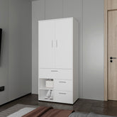 White Multi-Storage Wardrobe with Rod and Shelf