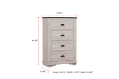 1pc Contemporary Four Drawers Chest Bed Side Cabinet Wooden Furniture Rustic Chalk Gray Color