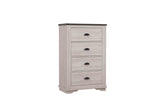 1pc Contemporary Four Drawers Chest Bed Side Cabinet Wooden Furniture Rustic Chalk Gray Color
