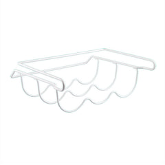 Wine bottle rack metal baked varnish hanging under shelf refrigerator three bottles White color