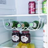 Wine bottle rack metal baked varnish hanging under shelf refrigerator three bottles White color