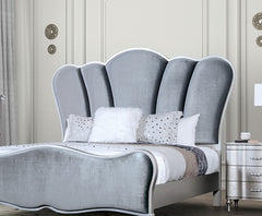 Glam Beautiful Silver Fabric 1pc Queen Size Bed Padded Channel Headboard Bedroom Furniture