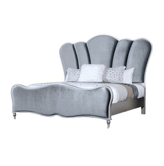 Glam Beautiful Silver Fabric 1pc Queen Size Bed Padded Channel Headboard Bedroom Furniture