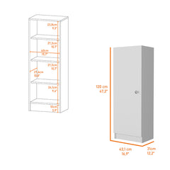 Miami Single Door Pantry, Four Shelves