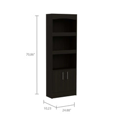 Durango Bookcase, Three Shelves, Double Door Cabinet