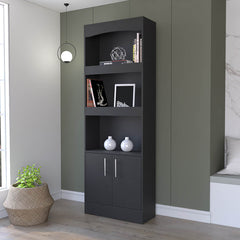 Durango Bookcase, Three Shelves, Double Door Cabinet