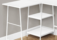 Computer Desk, Home Office, Corner, Storage Shelves, 48"l, L Shape, Work, Laptop, White Laminate, White Metal, Contemporary, Modern