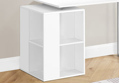 Computer Desk, Home Office, Left, Right Set-up, Storage Shelves, 55"l, Work, Laptop, White Laminate, Grey Metal, Contemporary, Modern