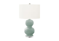 Lighting, 25"h, Blue Ceramic, Ivory / Cream Shade, Contemporary