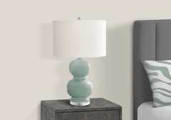 Lighting, 25"h, Blue Ceramic, Ivory / Cream Shade, Contemporary