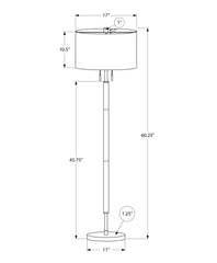 Lighting, 60"h, Nickel Metal, Grey Shade, Contemporary