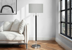 Lighting, 60"h, Nickel Metal, Grey Shade, Contemporary