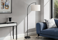 Lighting, 65"h, Floor Lamp, Black Metal, Ivory / Cream Shade, Contemporary