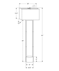 Lighting, 62"h, Floor Lamp, Black Metal, Ivory / Cream Shade, Contemporary