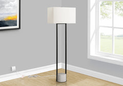Lighting, 62"h, Floor Lamp, Black Metal, Ivory / Cream Shade, Contemporary