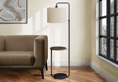 Lighting, 67"h, Floor Lamp, Usb Port Included, Black Metal, Ivory / Cream Shade, Contemporary