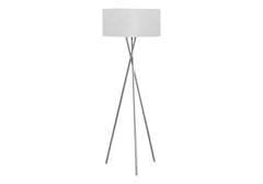 Lighting, 62"h, Floor Lamp, Nickel Metal, Grey Shade, Contemporary