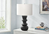 Lighting, 26"h, Black Ceramic, Ivory / Cream Shade, Contemporary