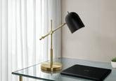 Lighting, 18"h, Brass Metal, Black Shade, Contemporary