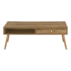 Coffee Table, Accent, Cocktail, Rectangular, Storage, Living Room, 44"l, Walnut Laminate, Wood Legs, Mid Century