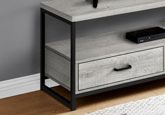 Tv Stand, 48 Inch, Console, Media Entertainment Center, Storage Drawers, Living Room, Bedroom, Grey Laminate, Black Metal, Contemporary, Modern