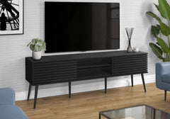Tv Stand, 72 Inch, Media Entertainment Center, Storage Cabinet, Console, Storage Shelves, Bedroom, Living Room, Black Laminate, Contemporary, Modern