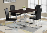 Dining Table, 60" Rectangular, Kitchen, Dining Room, Brown Laminate, Chrome Metal, Contemporary, Modern