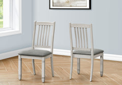 Dining Chair, 38" Height, Set Of 2, Side, Upholstered, Kitchen, Dining Room, Antique Grey, Grey Fabric, Transitional