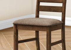 Dining Chair, 38" Height, Dining Room, Kitchen, Set Of 2, Side, Upholstered, Brown Fabric, Antique Cherry, Transitional