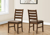 Dining Chair, 38" Height, Dining Room, Kitchen, Set Of 2, Side, Upholstered, Brown Fabric, Antique Cherry, Transitional