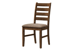 Dining Chair, 38" Height, Dining Room, Kitchen, Set Of 2, Side, Upholstered, Brown Fabric, Antique Cherry, Transitional