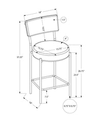 Barstool, Counter Height, Set Of 2, Kitchen, Black Leather Look, Black Metal, Contemporary, Modern