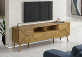 Tv Stand, 72 Inch, Console, Media Entertainment Center, Storage Drawer, Walnut Laminate, Mid Century, Modern
