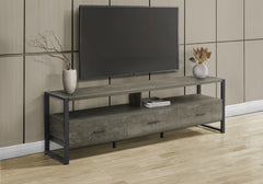 Tv Stand, 72 Inch, Media Entertainment Center, Storage Drawers, Dark Bronze Laminate, Black Metal, Contemporary, Modern