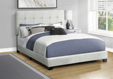 Bed, Queen Size, Upholstered, Frame Only, Bedroom, Light Grey Boucle, Transitional