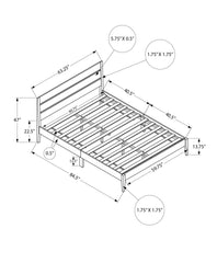 Bed, Queen Size, Frame Only, Platform Bed, Bedroom, Grey Wood Frame, Grey Solid Wood Legs, Contemporary