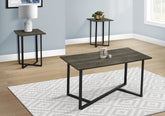 Table Set, 3pcs Set, Coffee, End, Living Room, Dark Brown Laminate, Black Metal, Contemporary, Modern