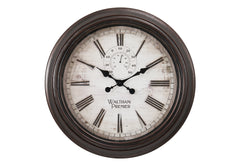 Clocks, 20" Round, Wall Clock, Brown, Transitional