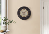Clocks, 16" Round, Wall Clock, Antique Brown, Transitional