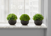 Artificial Plant, 5" Tall, Grass, Indoor, Faux, Fake, Table, Greenery, Potted, Set Of 3, Decorative, Green Plants, Black Pots