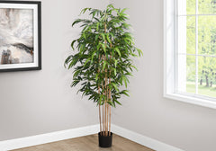 Artificial Plant, 83" Tall, Bamboo Tree, Floor, Indoor, Potted, Real Touch, Green Leaves, Black Pot