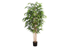 Artificial Plant, 83" Tall, Bamboo Tree, Floor, Indoor, Potted, Real Touch, Green Leaves, Black Pot